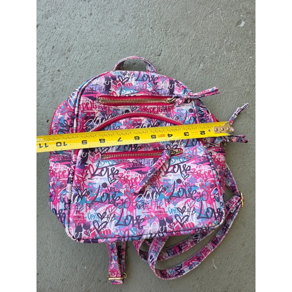 Under One Sky Graffiti Love Mini Backpack Pink Purple Street Art Heart Bag‎ D1